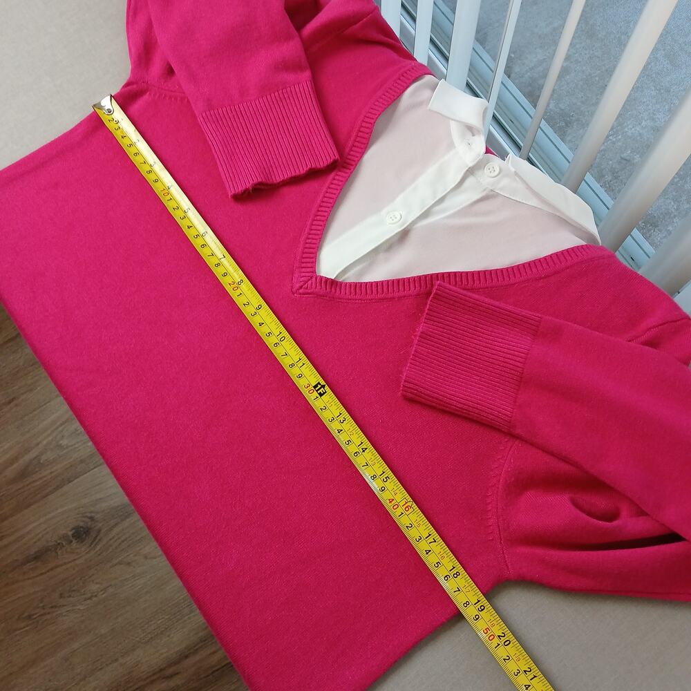 Rio & Rian New York Pink 2-Fer Layered-Look Blouse M long sleeve sweater chiffon - Picture 9 of 12